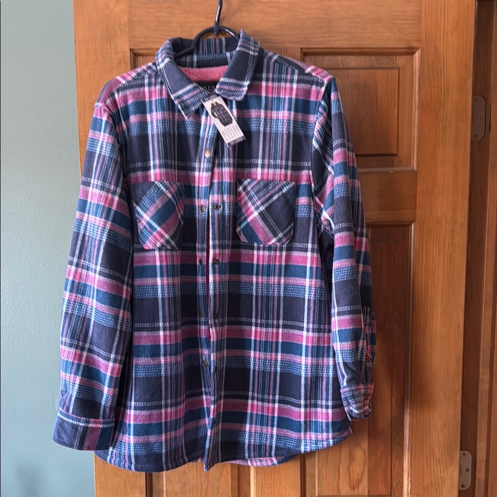 Plaid Button-Up jacket in Blue and Pink